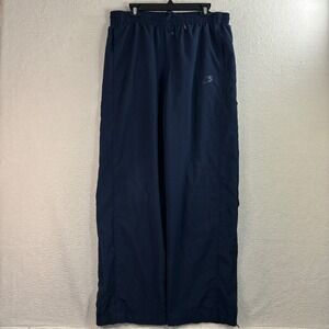 Y2K Nike Track Pants Men L Blue Baggy Ankle Zip Sweatpants Loose Windbreaker
